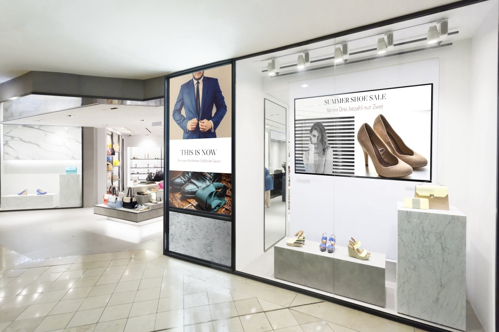 shoes display in the store window